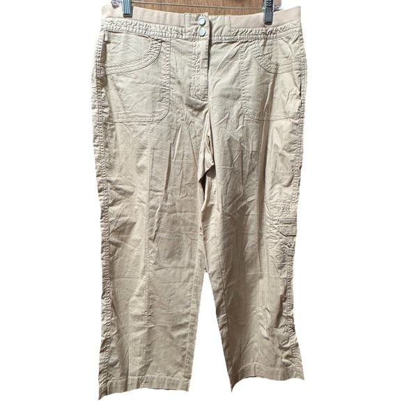 Rafaella Capri Pants Khaki Cropped Elastic Waist Casual Comfort Size‎ 10 - Picture 1 of 9